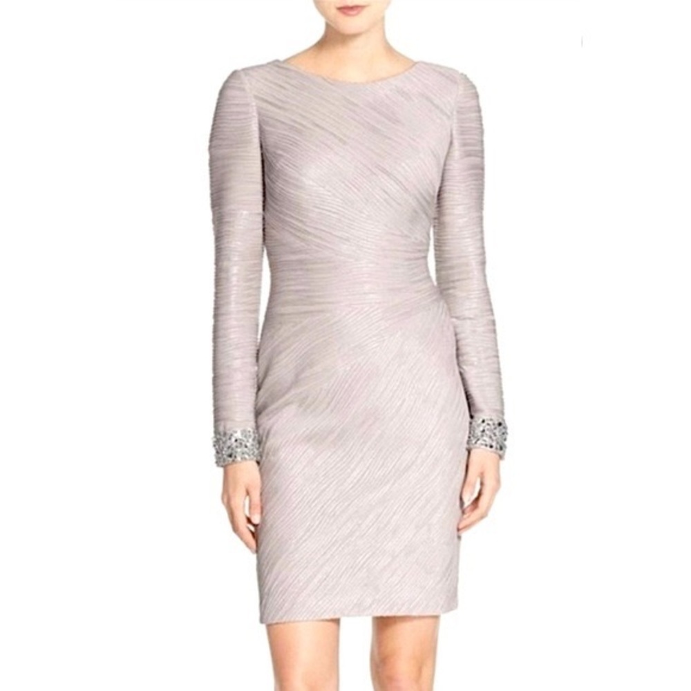 Eliza J Long Sleeve Jeweled Cuff Sheath Dress (Ej6m2154)